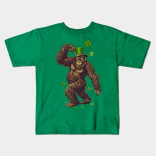 Bigfoot Leprechaun St Patricks Day Kids T-Shirt